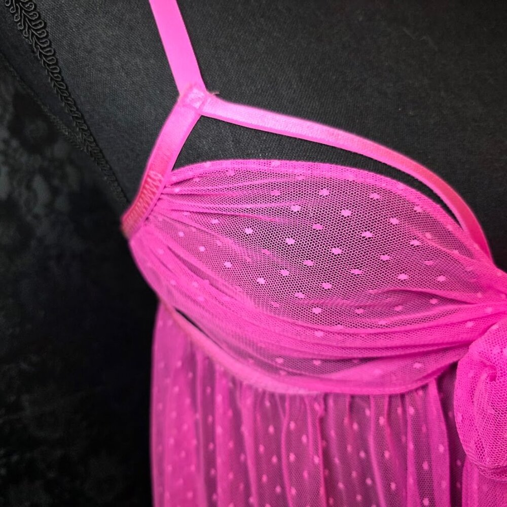 Victoria’s Secret Babydoll Chemise Sheer Neon Pink - Picture 3 of 9